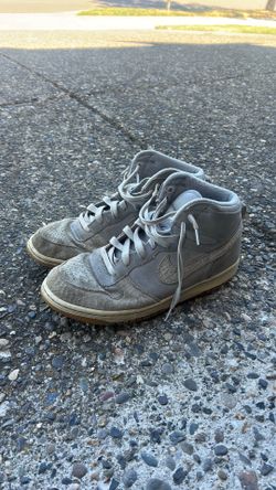 Gray Nike high top dunks