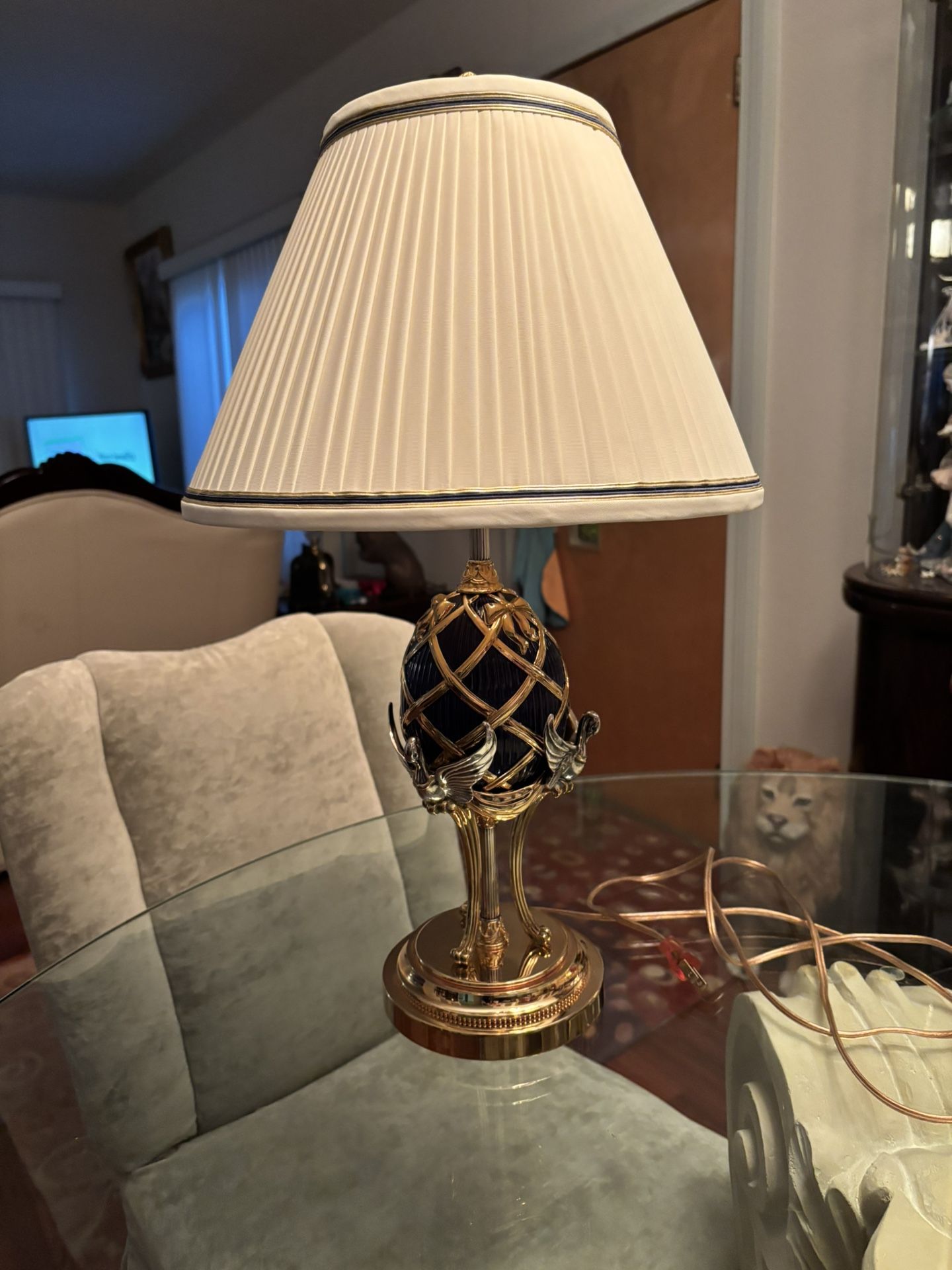 Vintage Porcelain 24k Gold Lapis Lamp