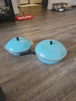 Vintage Club Cookwear Turquoise Aqua Teal Tel (2) Pieces
