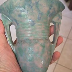 Roseville Pottery Carnelian 2 Wall Pocket. Green/Blue