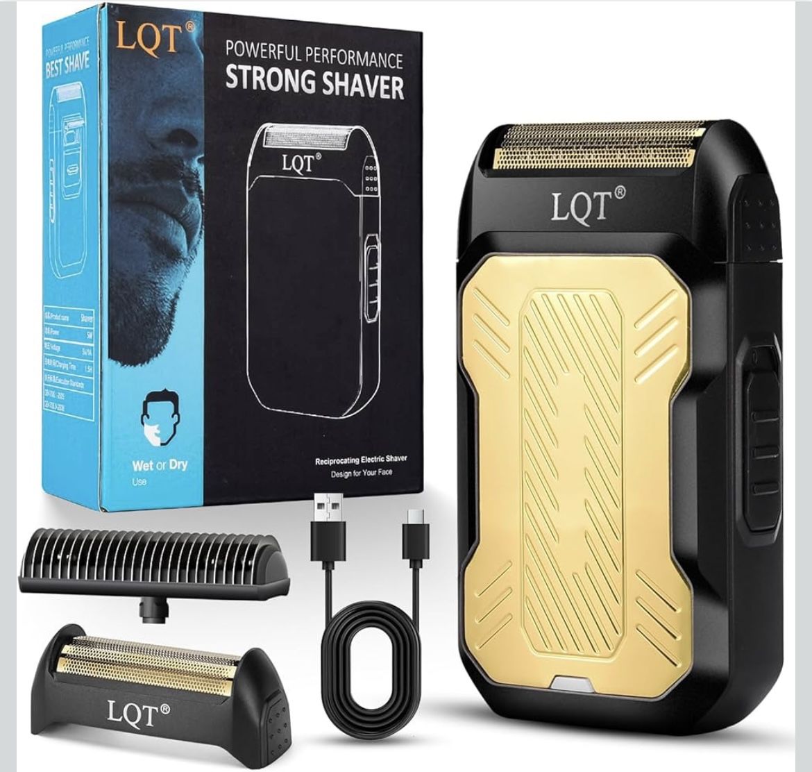 Mini Foil Shaver, Portable Cordless Electric Shaver for Men, Equipped with a Set of Replacement Heads, USB-C Charging Cable, and Cleaning Brush, 