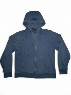 Vintage Y2K Hard Rock Hotel Zip-Up Hoodie - Rare Blue Stitched / McBling / Old English *DeadStock*