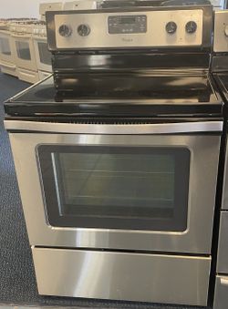 Stainless Steel Whirlpool Four Burner Glass Top Electric Stove (2-0163)