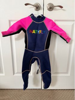 Natyfly Kids Full-Body Neoprene Wetsuit - Navy & Pink - Size XS