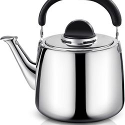 Tea Kettle - 2.5QT Whistling Tea Pots for Stove Top - Food Grade Stainless Steel Teapot - Classic Stovetop Kettle with Universal Base, Cool Grip Bakel