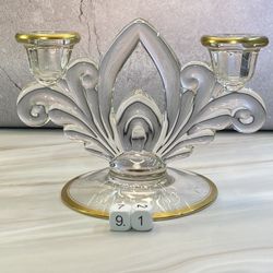 . Point Gold  Etched Double Candle Holders