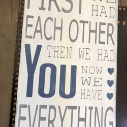 Handmade wooden baby sign