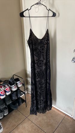 Black Lace Floral Maxi Slip Dress