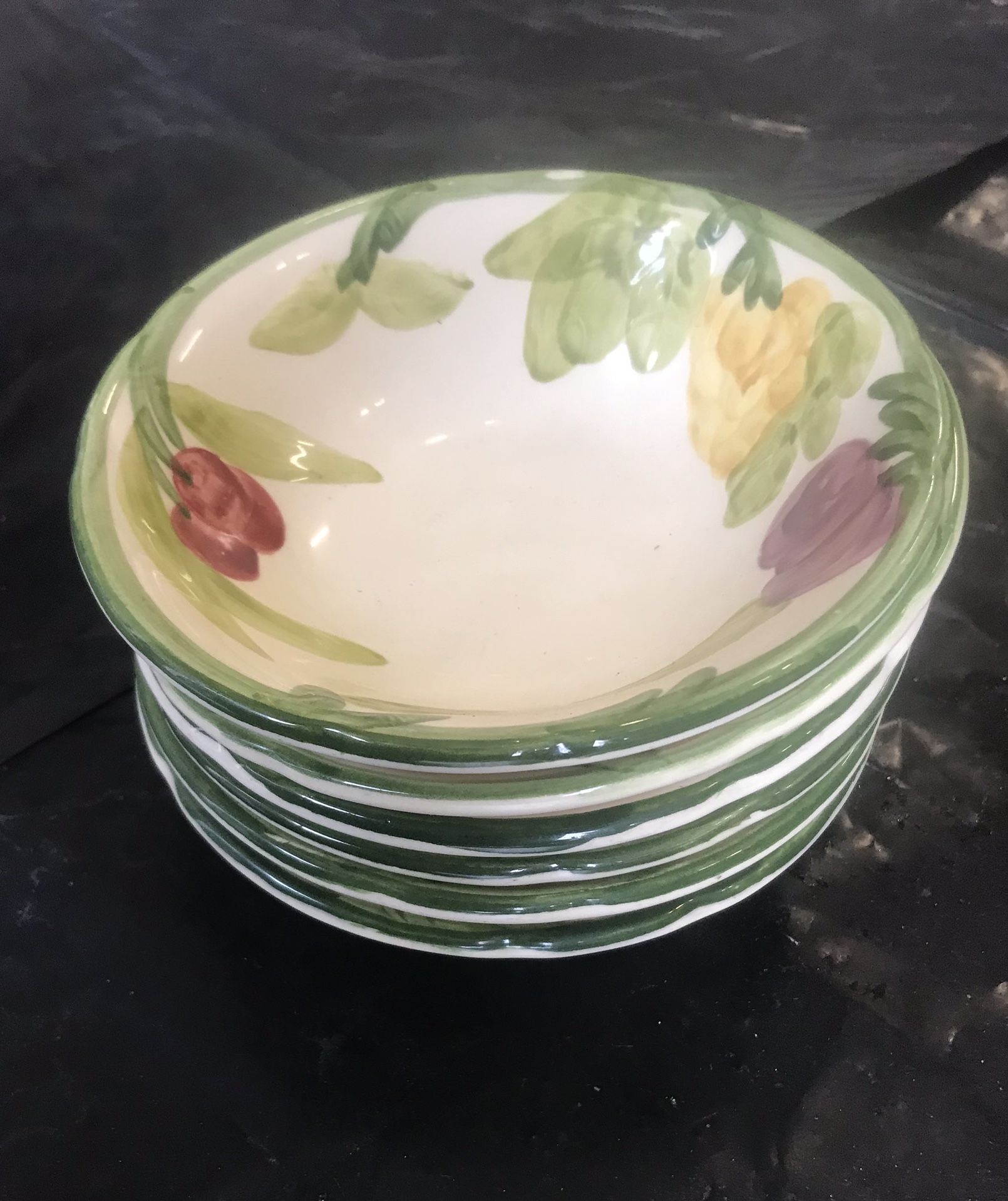 Set Of 6 - Franciscan China / Fresh Fruit - 6” Cereal/Fruit Bowls