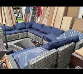 Newly Assembled 10 Pcs Outdoor  Patio Furniture Set Wicker Rattan Patio Conversation Set