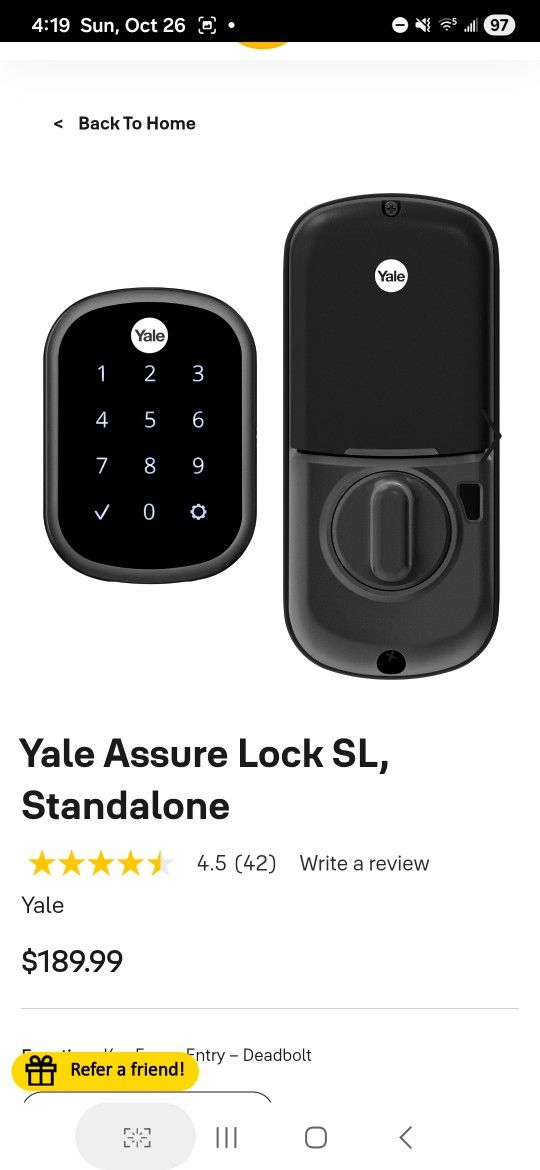Yale TouchScreen Deadbolt