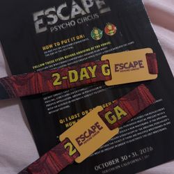 2 DAY GA ESCAPE HALLOWEEN WRISTBANDS