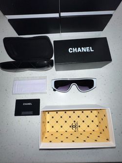 White Chanel Shield Sunglasses