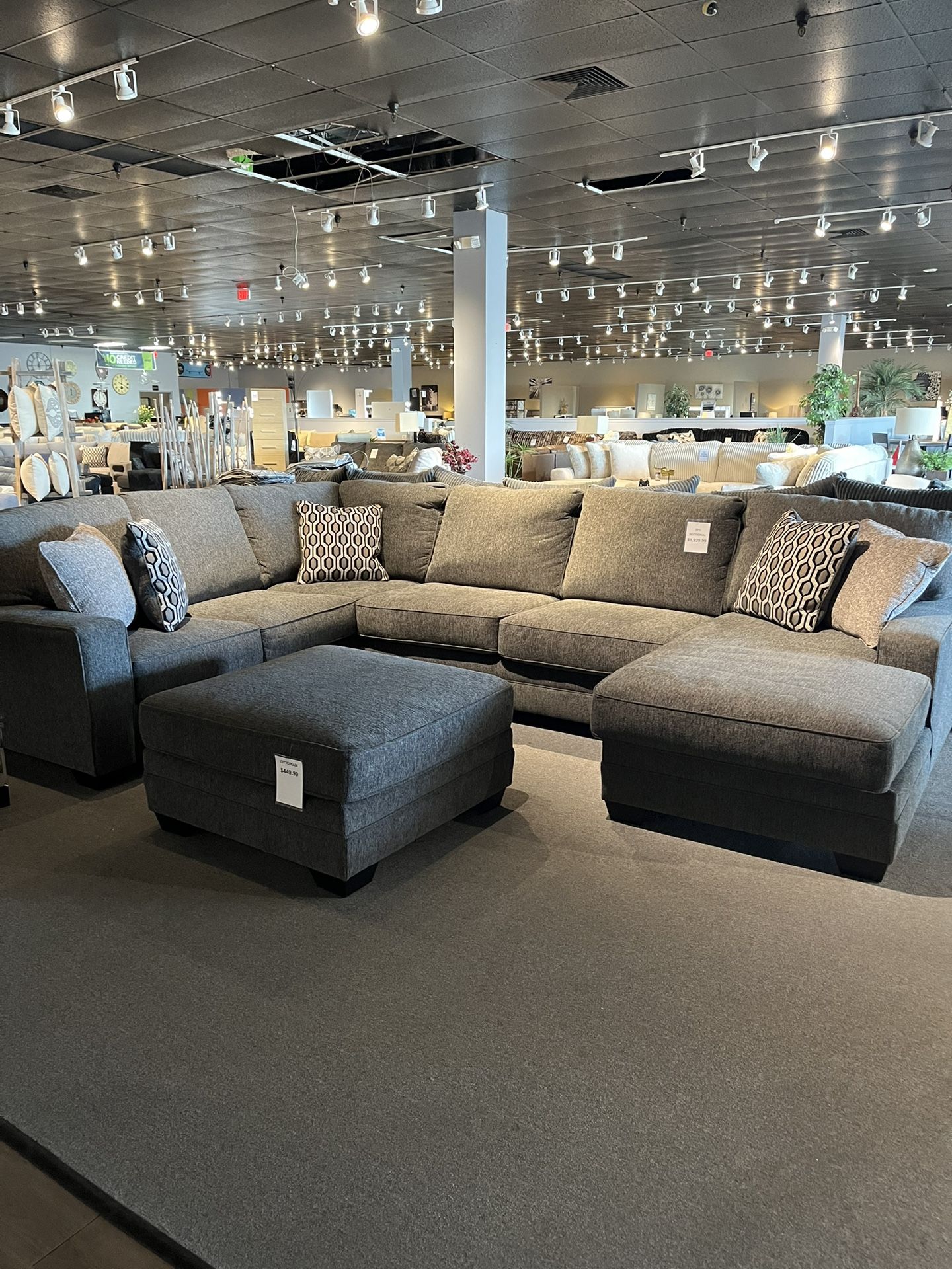 Grey 3PC Chaise Sectional Couch