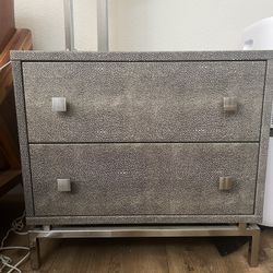 CB2 Shagreen 24" Grey 2-Drawer Nightstand (moving sale)