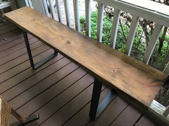 Rustic Wood Bench with Metal Legs