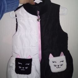 Cute White And Black Cat Vest Size 3t Never Used