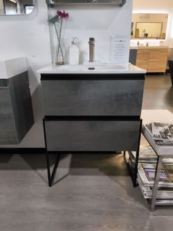Bathroom Vanity with Ceramic Sink 24" mirror cabinet 21"
