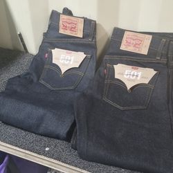 Brand New Still W Tags Levi's Button Fly 501 Shrink To Fit Blue Jeans