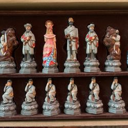 SAC American Civil War Chess Set - Hand Made -Painted  (Studio Anne Carlton) - Very Rare