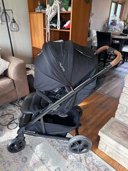 Nuna Tavo Stroller Caviar with Tan Leatherette handle