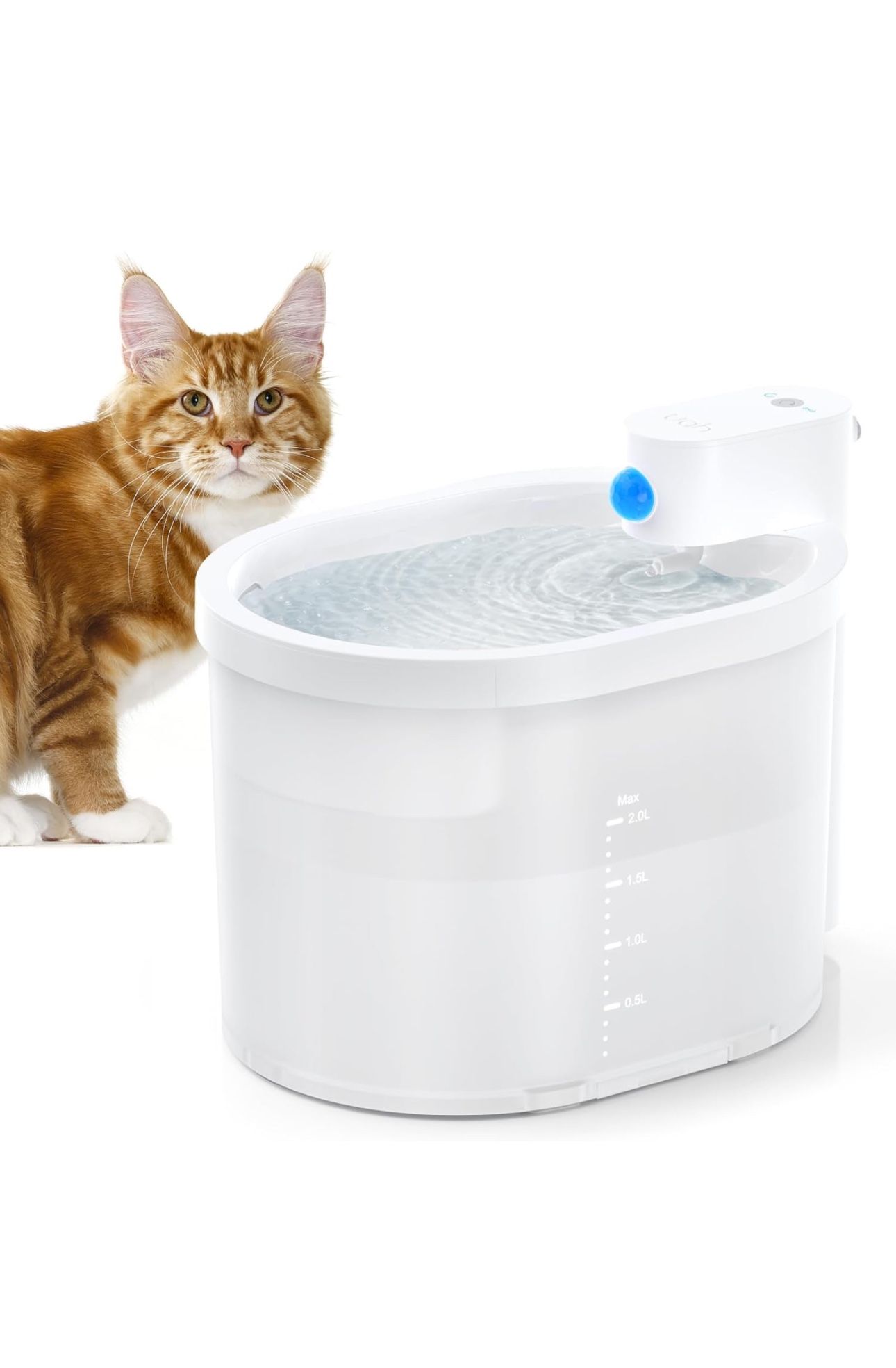 uahpet 2024 Upgraded Cat Water Fountain, Wireless & Battery Operated 2L/67oz Automatic Pet Water Fountain with Motion Sensor, Food-Grade ABS Tray