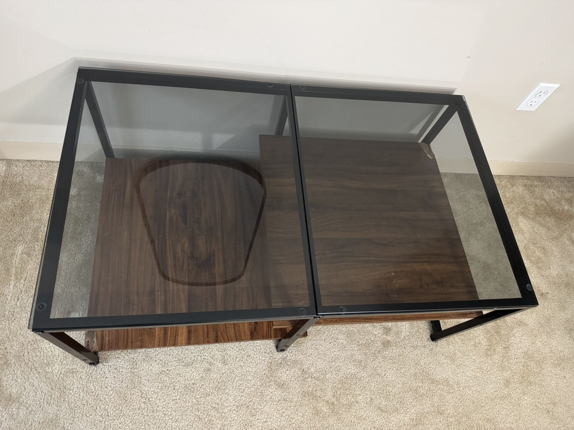 Glass Wood Coffee Table