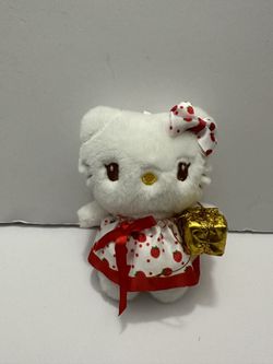 Hello kitty Plush Keychain With Red & White Dress And Bow