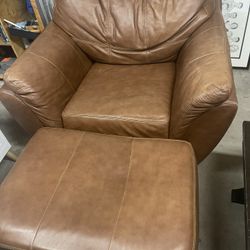 Leather Sofa Chair & Ottoman