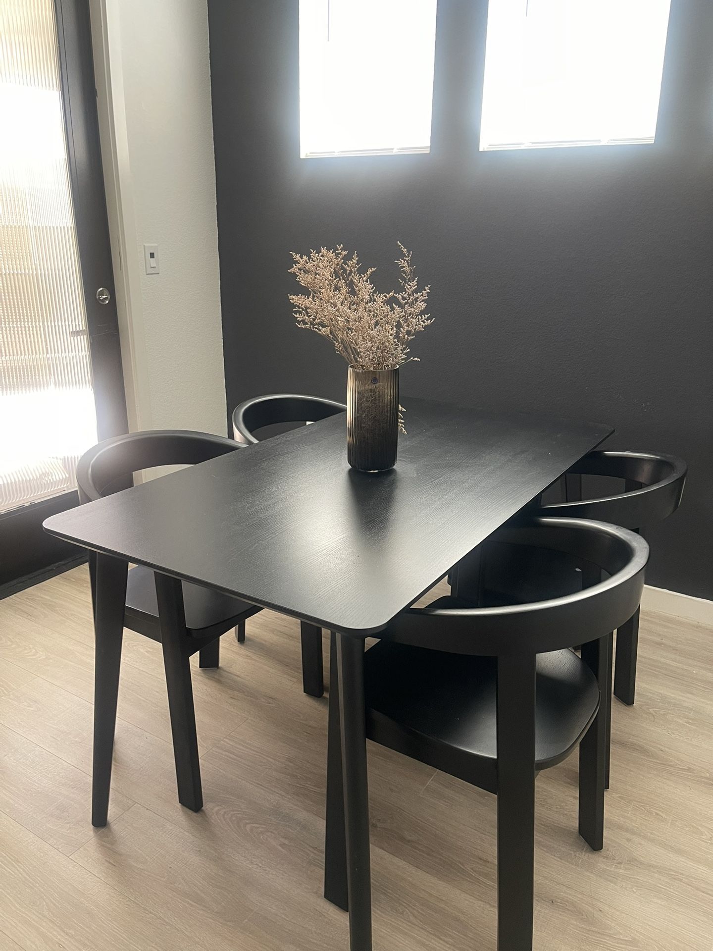 black dining table set