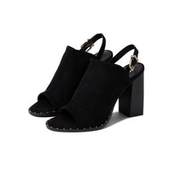 MADDEN Black Suede Open Toe Block Heel Sandals (s. 8+) — Brand New!