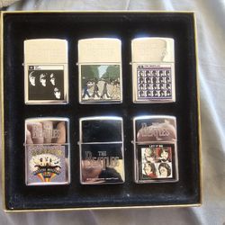 Beatles zippos, 6 piece collectable set