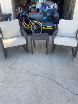 Natural Expressions 3 Piece Patio Rocking Bistro Set, Outdoor Conversation Chairs Set with 2 Metal Rockers with Thick Cushions and Coffee Table