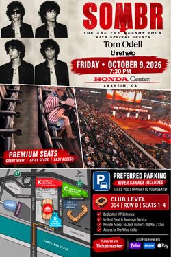 SOMBR Concert Tickets – Honda Center Oct 9 2026