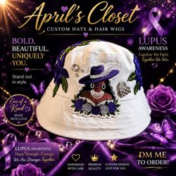 Custom made floral purple hat