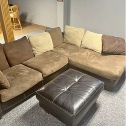 Nice Brown Sectional And Ottoman