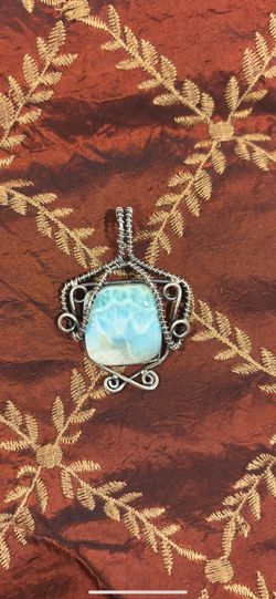 Natural Larimar Pendent Sterling Silver Pendent