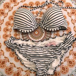 Victoria’s Secret Black-And-White Striped Bikini