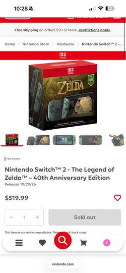 Nintendo Switch 2 Zelda 40th Anniversary Edition