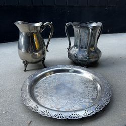 Lot Of Antique Pitchers And Serving Plate