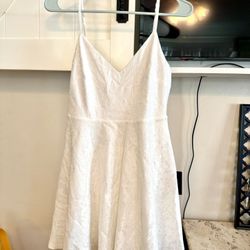 Lulus White Floral Skater Dress PROM DRESS