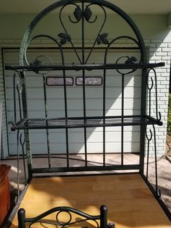 Wrought iron desk/ table with 2 chairs