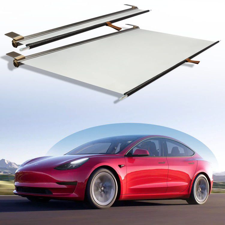 OVERCHEUK Tesla Model 3 Sunroof Retractable Sunshades-Model 3 Sunshade-Shading and Heat Insulation, Rolling Storage, All-in-one Shade Easy to Store