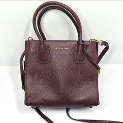 Michael Kors Mercer Medium Messenger Crossbody Bag MK Mulberry Merlot GUC 12"