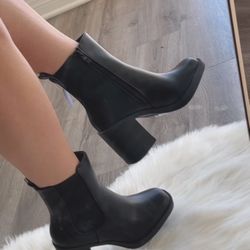 Black ankle boots with block heel botas negras sizes 10
