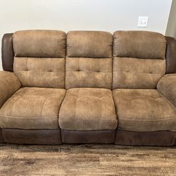 Electric Power Reclining Sofa, 3-Seater Sofa with USB Ports