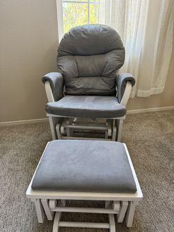 Glider And Ottoman Cushion Set Wood Baby Nursery Rocking Chair