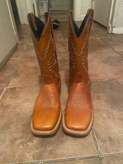 Orange Square Toe Boots 7.5