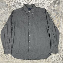 Polo Ralph Lauren Shirt Mens Size L Gray McMeel  Long Sleeve Button Down  Shirt 