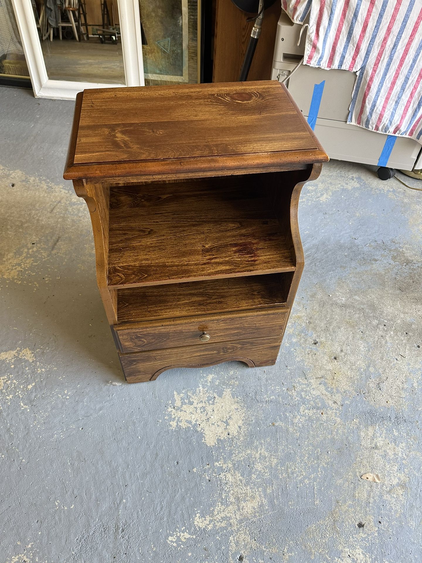 Wooden Solid Sturdy Night Stand 1 Draw 2 Shelves 